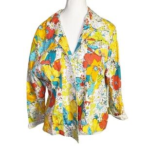 Norm Thompson Bright Floral Jean Jacket